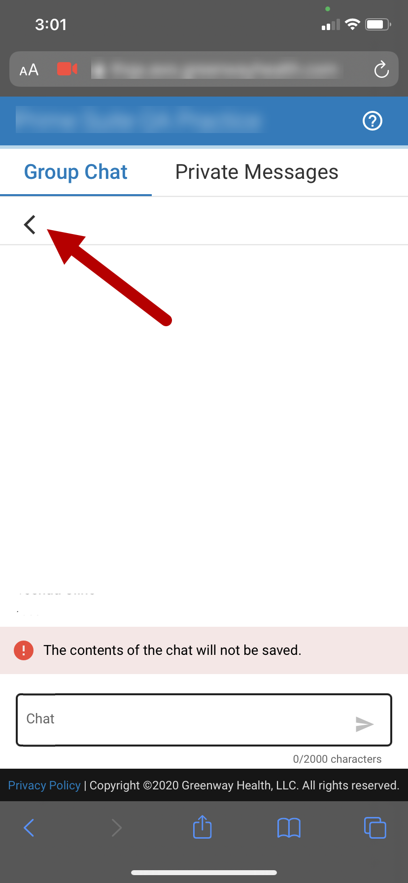Mobile Chat Window - Arrow button