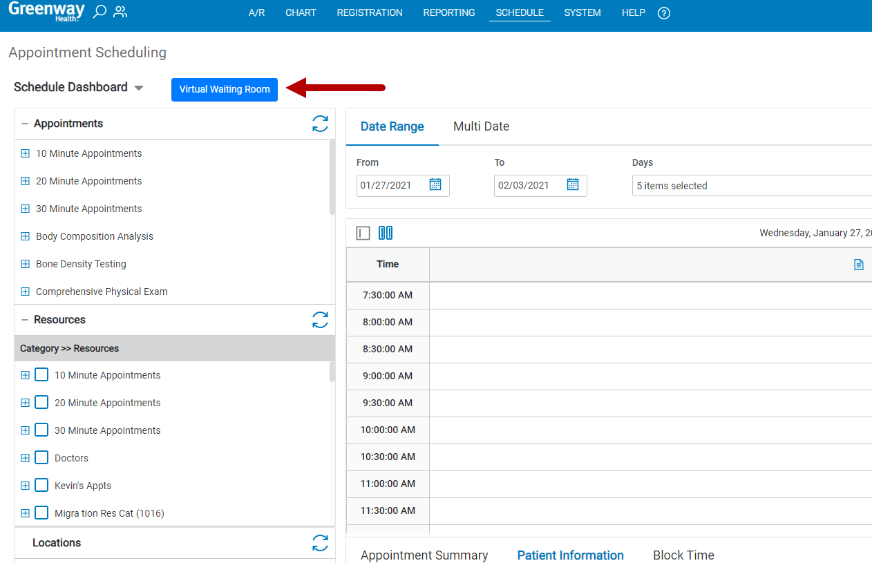 Appointment Scheduling - Virtual Waiting Room