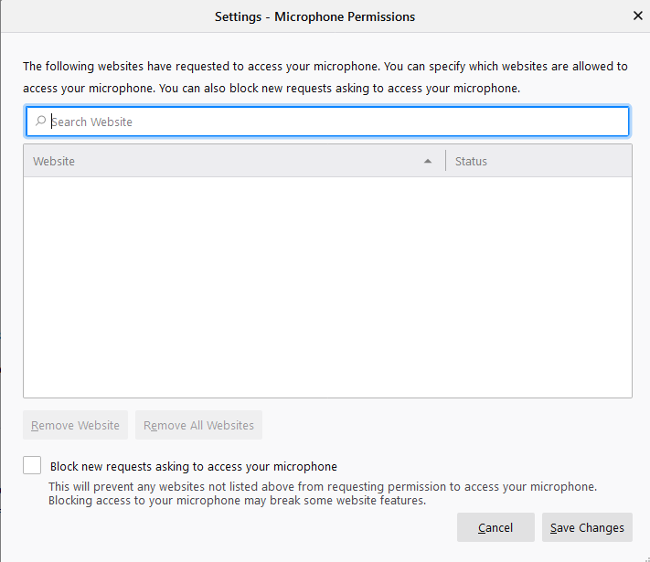 Microphone Permissions Firefox