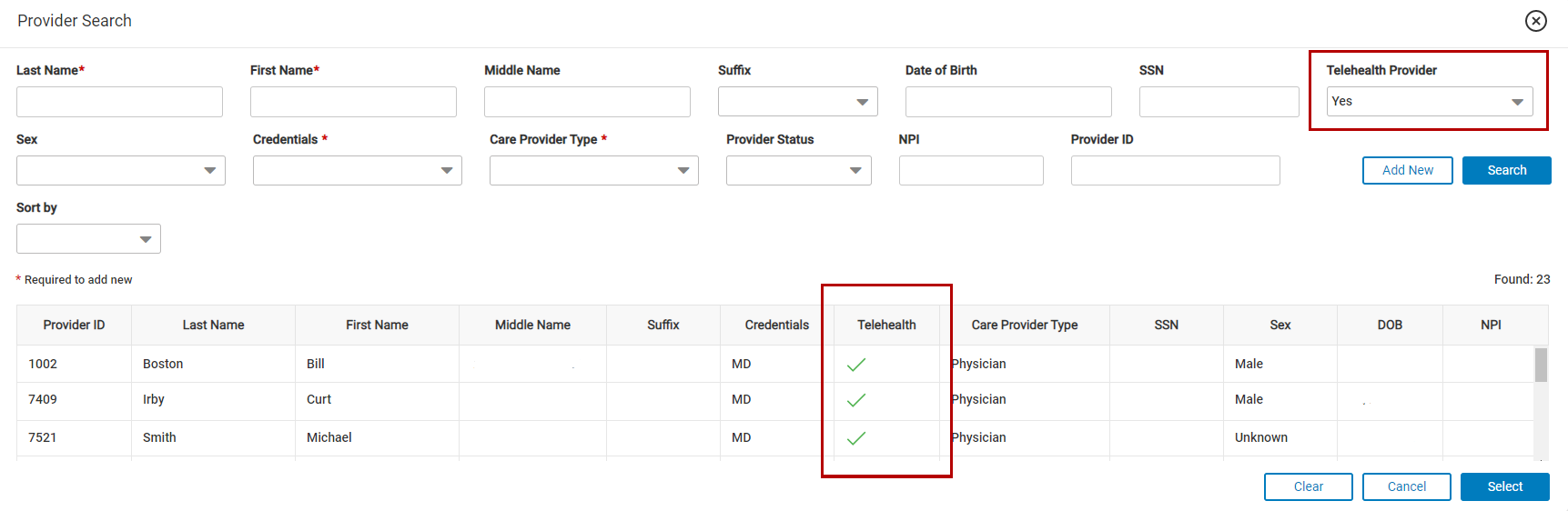 Provider Search - v18.30 or later