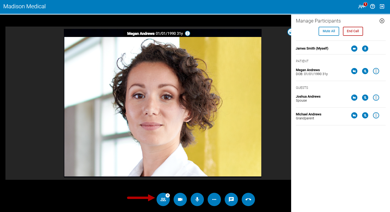 Manage Participants window