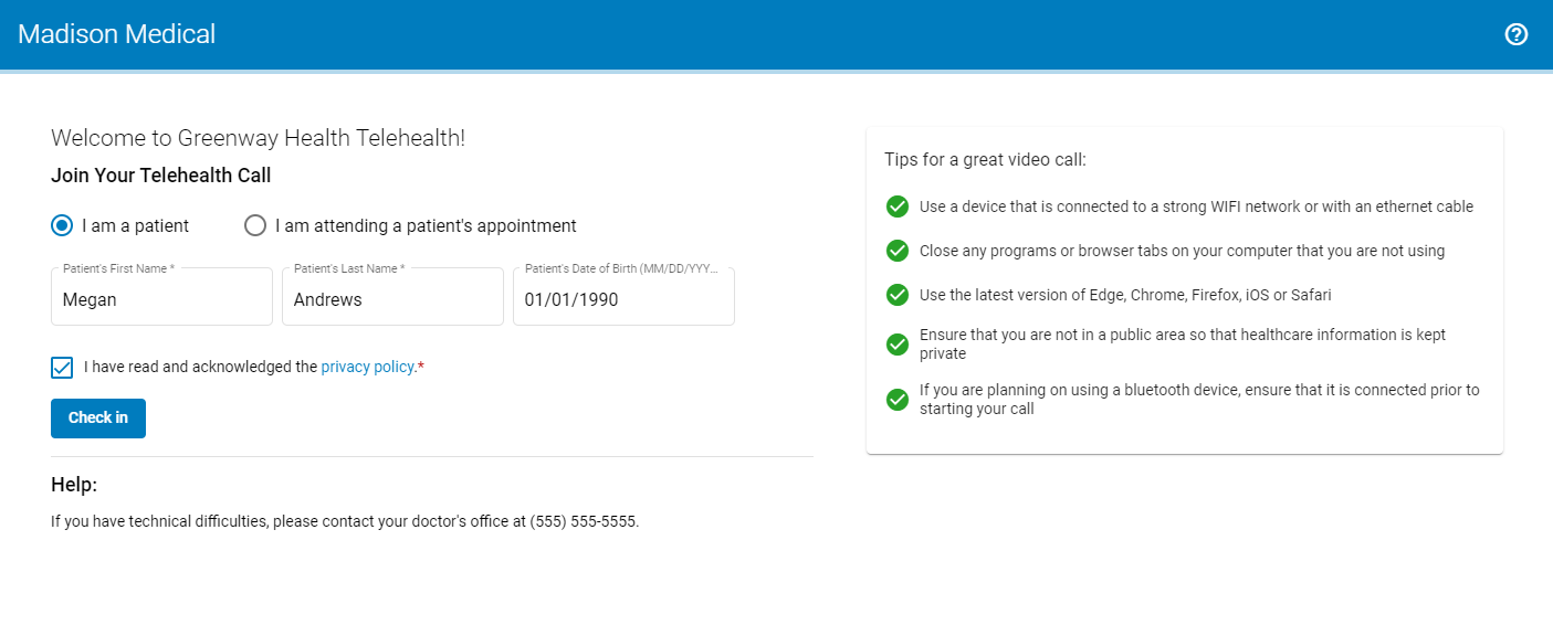 Patient Check in
