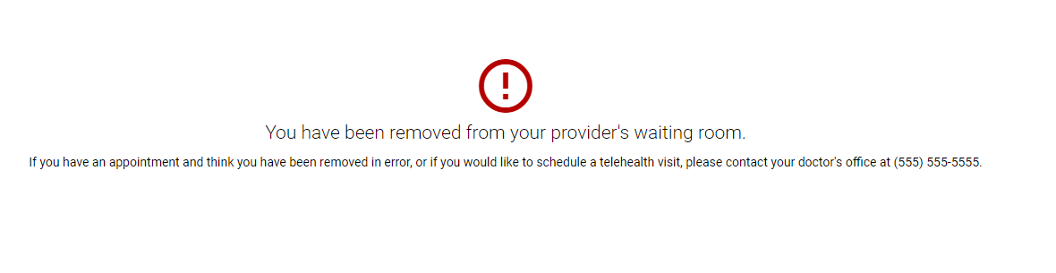 Removed from provider's waiting room warning
